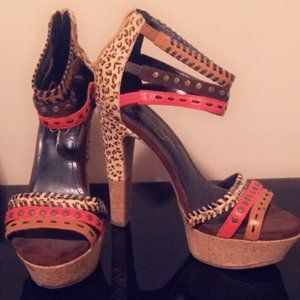 Jessica Simpson sexy jungle cork heeled sandal